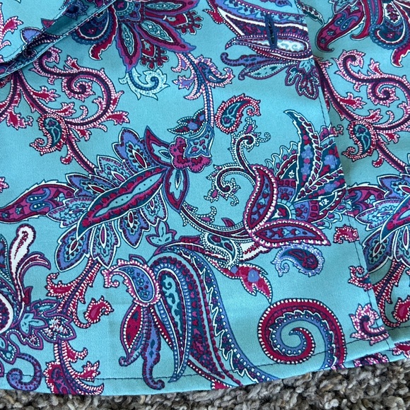 Foxcroft for Appleseed’s Paisley Button-Down Aqua & Purple LS Shirt  14P - Picture 2 of 7